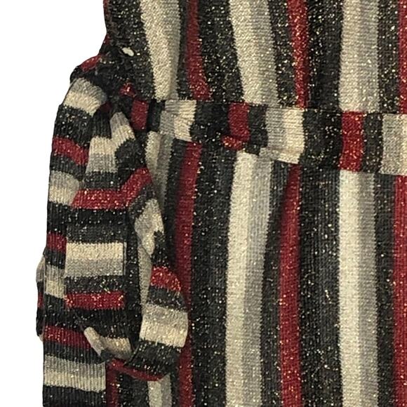 Zara Metallic Striped Belted Midi Dress V-Neck Size M - Picture 10 of 16